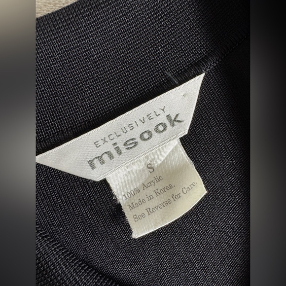 Exclusively Misook Women’s Small Black Acrylic Knit Open Front Cardigan Sweater - Picture 5 of 9